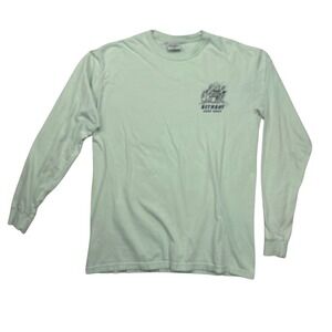 Comfort Colors Bethany Surf Shop Long‎ Sleeve Graphic T-Shirt Green Mens Medium